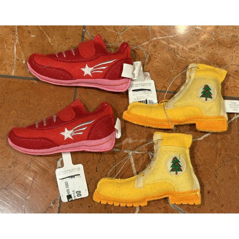 WONDERSHOP TARGET 2023 CONSTRUCTION BOOTS TENNIS SHOES FELT ORNAMENTS LOT 4 NEW